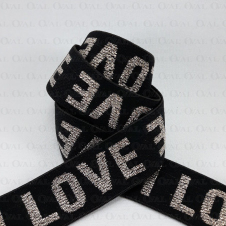 Decorative elastic 25mm/1m black and gold 2454