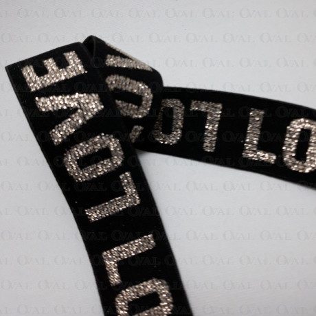 Decorative elastic 25mm/1m black and gold 2454