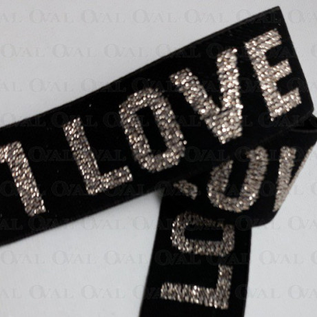 Decorative elastic 25mm/1m black and gold 2454