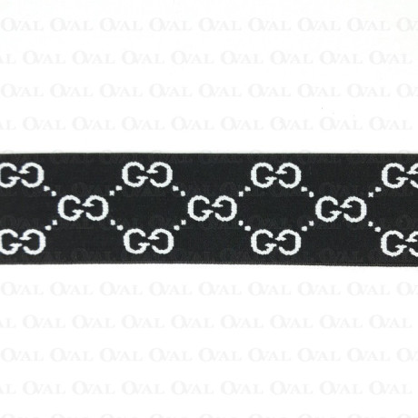 Guma ozdobna 40mm/1m czarno biała 2064