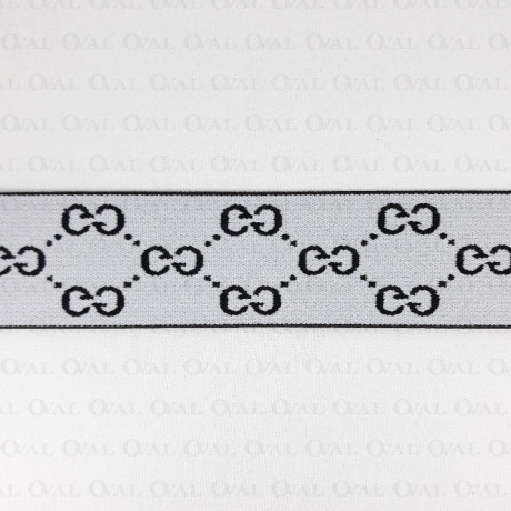 Guma ozdobna 40mm/1m czarno biała 2064