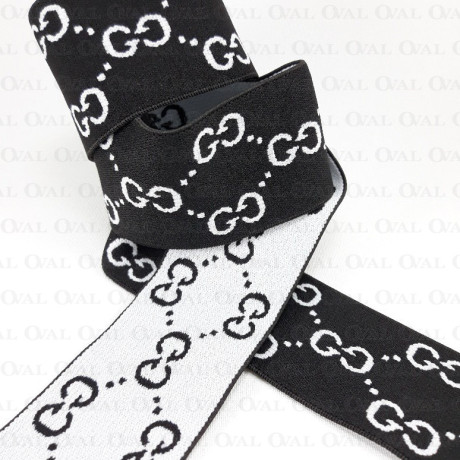 Decorative elastic 40mm/1m black and white 2064