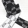 Decorative elastic 40mm/1m black and white 2064