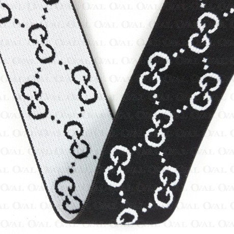 Decorative elastic 40mm/1m black and white 2064