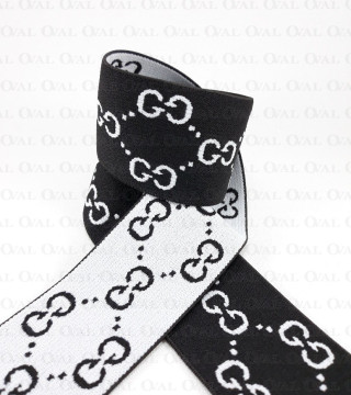 Decorative elastic 40mm/1m black and white 2064