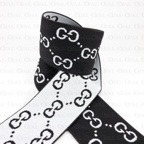 Decorative elastic 40mm/1m black and white 2064
