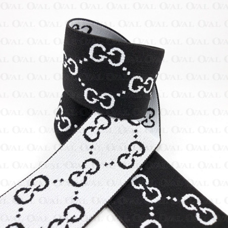Decorative elastic 40mm/1m black and white 2064