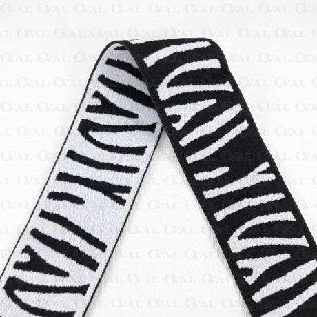 Decorative elastic 40mm/1 or 15m black and white 2068