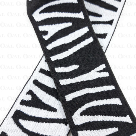 Decorative elastic 40mm/1 or 15m black and white 2068