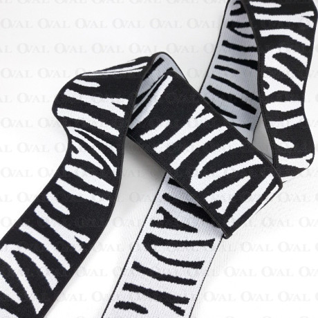 Decorative elastic 40mm/1 or 15m black and white 2068