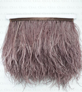 Pióra na taśmie brązowo różowe 11cm 3570