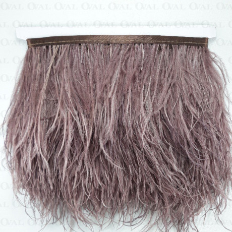 Pióra na taśmie brązowo różowe 11cm 3570