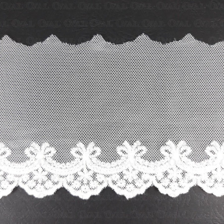 Lace embroidery on tulle 95mm/1y white 3579