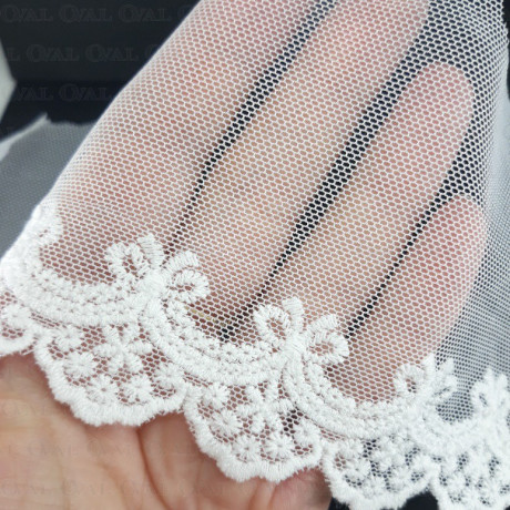 Lace embroidery on tulle 95mm/1y white 3579