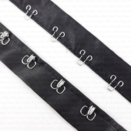 Black hooks on satin tape with silver /1m no. 3665