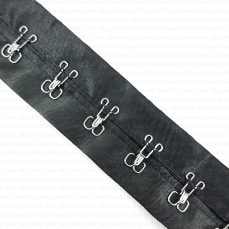 Black hooks on satin tape with silver /1m no. 3665