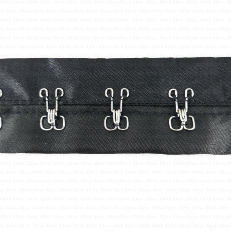 Black hooks on satin tape with silver /1m no. 3665