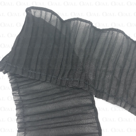 Decorative tape, black frill 75mm/1m 3667