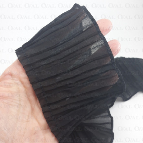 Decorative tape, black frill 75mm/1m 3667