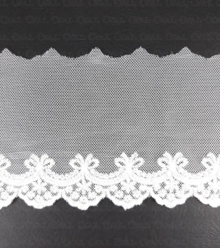 Lace embroidery on tulle 95mm/20y white 3712