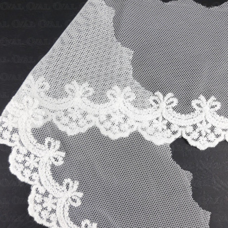 Lace embroidery on tulle 95mm/20y white 3712