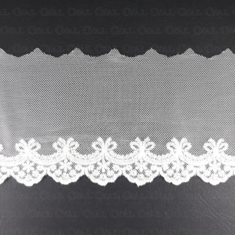 Lace embroidery on tulle 95mm/20y white 3712