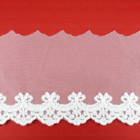 Lace embroidery on tulle 95mm/20y ecru 3713