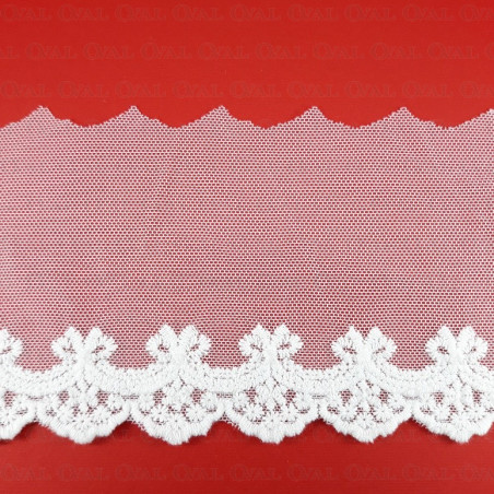 Lace embroidery on tulle 95mm/20y ecru 3713