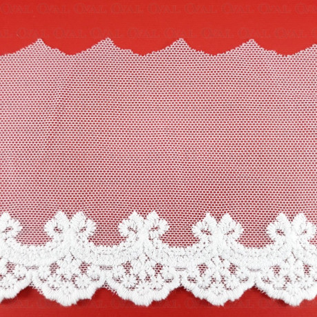 Lace embroidery on tulle 95mm/20y ecru 3713