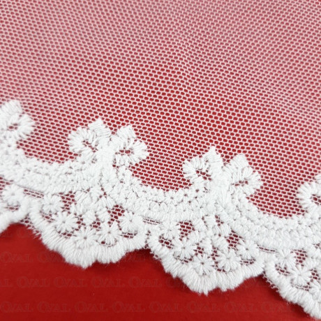 Lace embroidery on tulle 95mm/20y ecru 3713