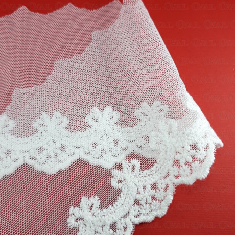 Lace embroidery on tulle 95mm/20y ecru 3713