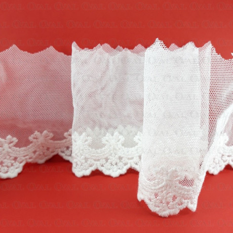 Lace embroidery on tulle 95mm/20y ecru 3713