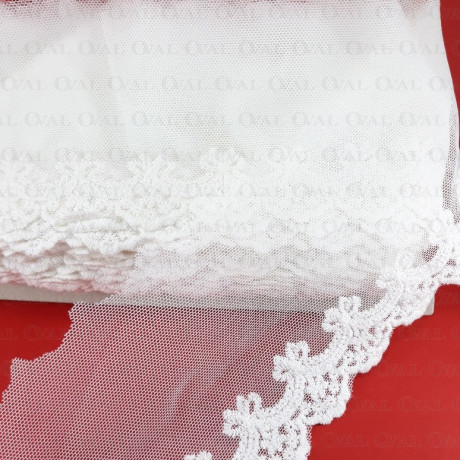 Lace embroidery on tulle 95mm/20y ecru 3713