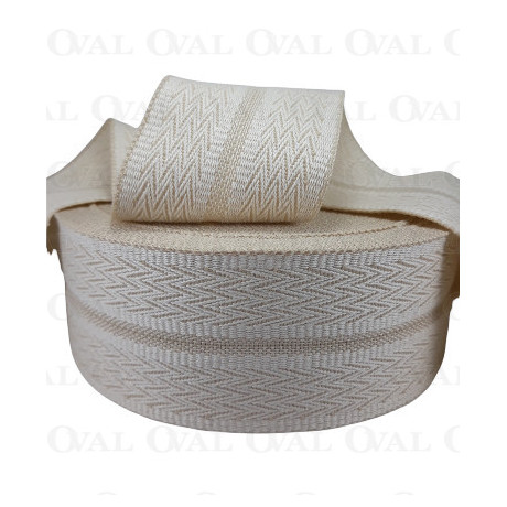 Decorative ribbon 55mm/1m ecru with beige 2139