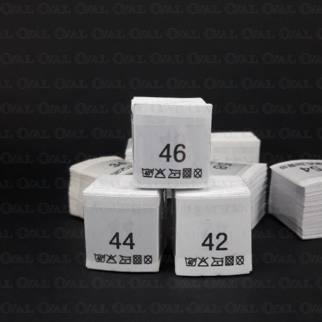 Wszywki rozmiar z przepisem prania 34-60  białe 3773