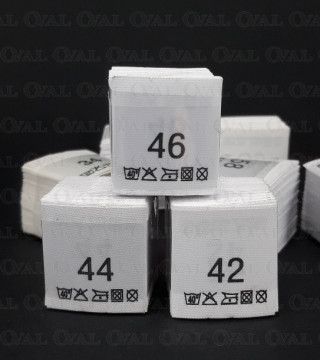 Wszywki rozmiar z przepisem prania 34-60  białe 3773