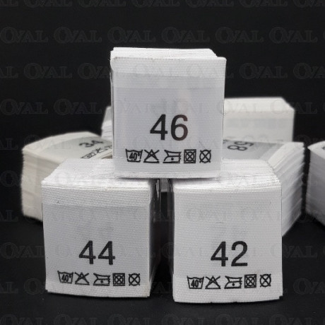 Wszywki rozmiar z przepisem prania 34-60  białe 3773