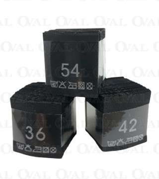 Wszywki rozmiar z przepisem prania 34-60  czarne 3774