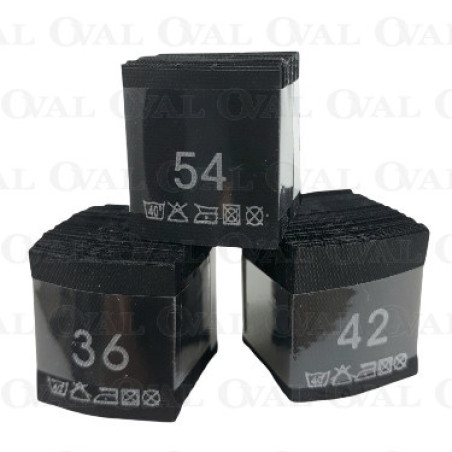 Wszywki rozmiar z przepisem prania 34-60  czarne 3774