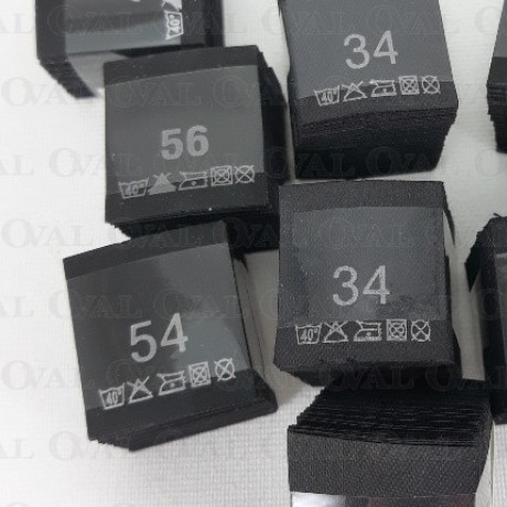 Wszywki rozmiar z przepisem prania 34-60  czarne 3774