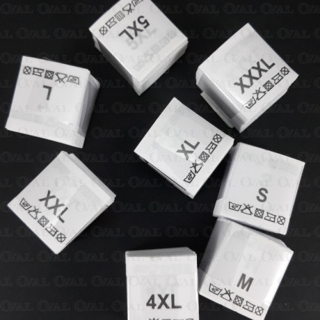 Size label with washing instructions XS-5XL white 3775