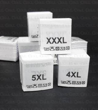 Wszywki rozmiar z przepisem prania XS-5XL  białe 3775