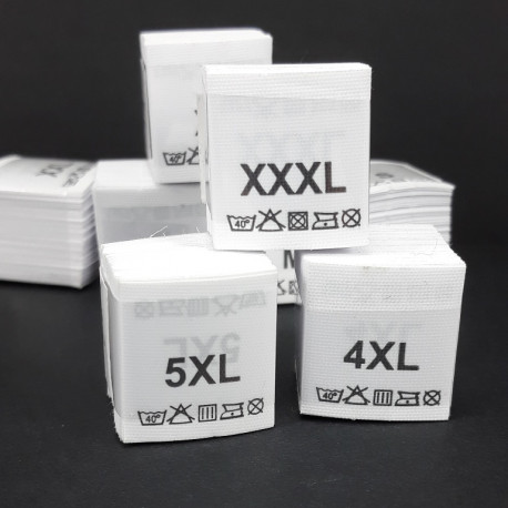 Wszywki rozmiar z przepisem prania XS-5XL białe 3775 - 20126