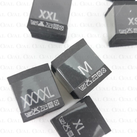 Wszywki rozmiar z przepisem prania XS-5XL  czarne  3776