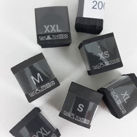 Wszywki rozmiar z przepisem prania XS-5XL czarne 3776 - 20128