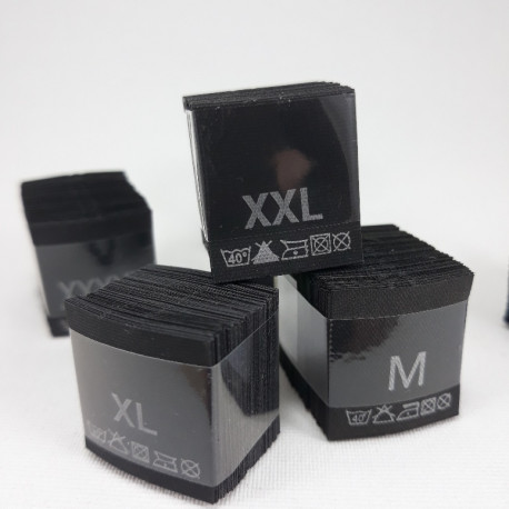 Wszywki rozmiar z przepisem prania XS-5XL czarne 3776 - 20129