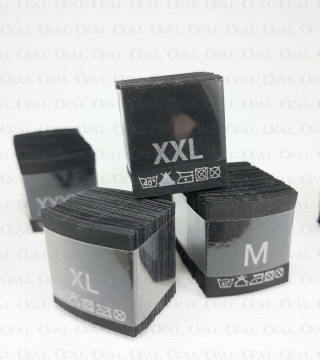 Wszywki rozmiar z przepisem prania XS-5XL  czarne  3776