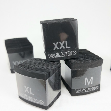 Wszywki rozmiar z przepisem prania XS-5XL czarne 3776 - 20130
