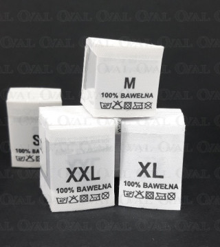 Wszywki rozmiar z przepisem prania S-XXL  100% BAWEŁNA   3777