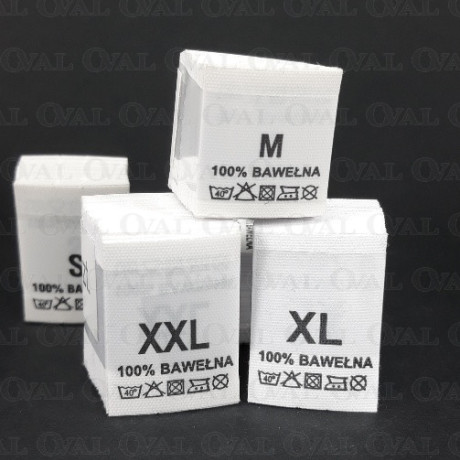 Wszywki rozmiar z przepisem prania S-XXL  100% BAWEŁNA   3777